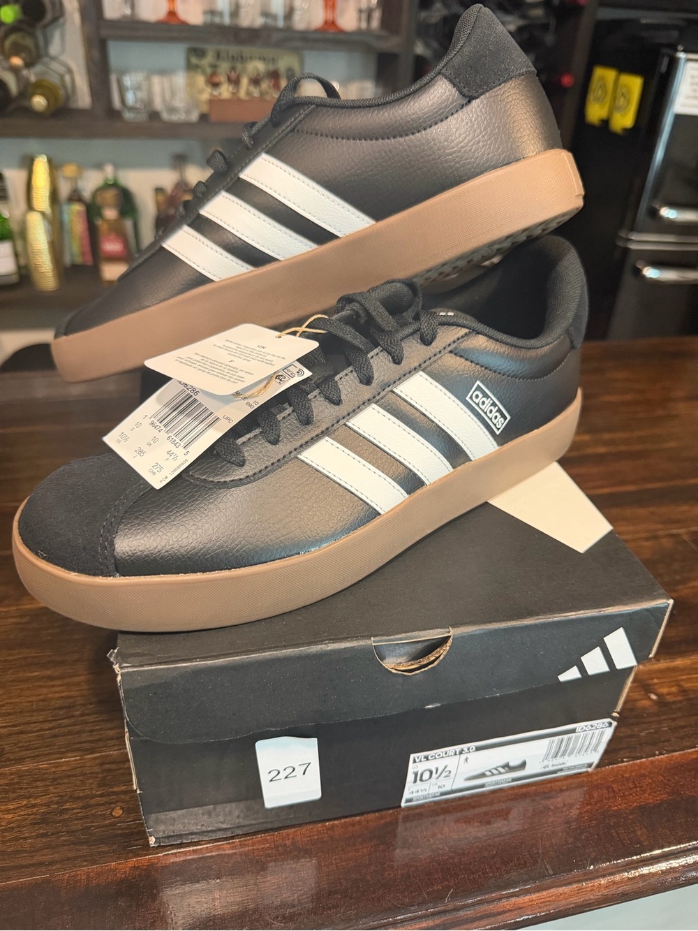 adidas Black & White Low-Profile Sneakers with Gum Sole